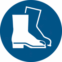 Sicherheitskennzeichnung - Fußschutz benutzen, Blau, 20 cm, Aluminium, Seton