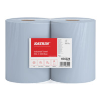Produktabbildung - Katrin Industrial Towel XXL 3 Blue, Putzpapier, 38,0 x 36,0 cm, 3-lagig, 500 Blatt, 2 Rollen/VE