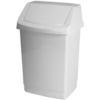 Curver Abfallbehälter 50 Liter Weiß Hochwertiger Schwingdeckel-Abfalleimer 50 Liter