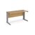 Vivo straight desk 1400mm x 600mm - silver frame and oak top