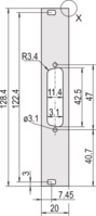 U-Profil, Frontplatte, schirmbar, D-Sub-Ausbruch,3 HE, 4 TE, 1 x 25 Pin
