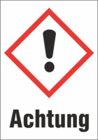 Gefahrgut-Schild, Symbol: GHS07/Text: "Achtung", (B) 26 mm, Kunststoff, 013.31-9