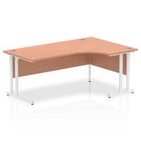 Impulse 1800mm Right Crescent Desk Beech Top White Cantilever Leg MI001878