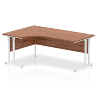 Dynamic Impulse 1800mm Left Crescent Desk Walnut Top White Cantilever Leg MI002136