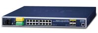 IP30 19" Rack Mountable Ind L2+/L4 Managed Ethernet Switch 16x1000T + 4x100/1000X SFP (-40 to 75 C, AC + 2 DC, DIDO, ERPS Ring, 1588) Netzwerk-Switches