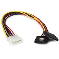 12 LP4 TO 2X LATCHING SATA 12in LP4 to 2x Latching SATA Power Y Cable Splitter Adapter - 4 Pin LP4 to Dual SATA, 0.304 m, Molex