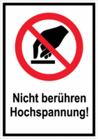 Kombischild - Berühren verboten, Nicht berühren Hochspannung!, Rot/Schwarz