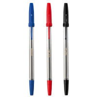 Kugelschreiber, Kappenmodell, 1 mm, farbig, Farbe des Schaftes: transparent