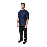 Whites NY Kings Men's Chef Jacket in Blue - Cotton with Pocket & Buttons - L
