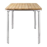 Bolero Square Table in Ash with Wooden Top and Aluminium Frame - 720x700x700mm