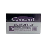 Concord Record Card Ruled 127 x 76mm Assorted (Pack of 100) 16099