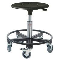 Industrial work stools - Plastic moulded seat, adjustment 370-500mm and steel base with footring