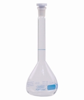 50ml Volumetric flasks Volac FORTUNA® boro 3.3 class A with PP stoppers blue graduation