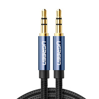 Wytrzymały kabel przewód audio AUX w oplocie minijack 3.5 mm 1.5m niebieski