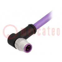 Plug; M12; PIN: 4; male; B code-Profibus; 1m; Insulation: PVC; cables