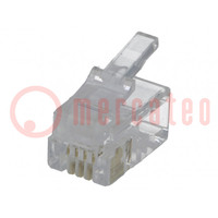 Connector: RJ9; stekker; PIN: 4; Indeling: 4p4c; voor draad