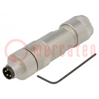 Connector: M8; male; PIN: 4; straight; shielded; for cable; plug