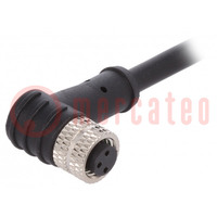 Connector: M8; female; PIN: 3; angled; plug; 3A; IP67; 60V; 1m; PVC