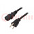 Kábel; 3x18AWG; IEC C13 anya,NEMA 5-15 (B) dugó; PVC; 2,5m; 10A