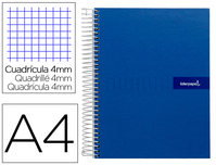 CUADERNO ESPIRAL LIDERPAPEL A4 CRAFTY TAPA FORRADA 80H 90 GR CUADRO 4MM CON MARGEN COLOR AZUL MARINO