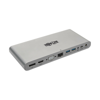 Tripp Lite U442-DOCK4-INT USB-C Dock, Triple Display - 4K HDMI/DisplayPort, VGA, USB 3.x (5Gbps), USB-A/C Hub Ports, GbE, 100W PD Charging, EU/UK Power Supply