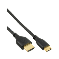 InLine HDMI Mini Superslim Kabel A an C, HDMI-HS mit Eth., schwarz/gold, 0,5m