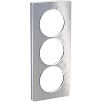 Odace Touch, plaque Aluminium martelé avec liseré Blanc 3 postes verticaux 57mm (S520816K)