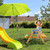 Relaxdays Kindersitzgruppe Holz, 2in1 Spieltisch & Matschküche, Picknicktisch für Garten, HxBxT: 49 x 90 x 85 cm, natur