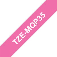 BROTHER szalag TZe-MQP35, Élénk rózsaszín alapon Fehér (matt), Laminált, 12mm 0.47", 5 méter