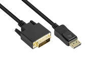 Anschlusskabel DisplayPort an DVI-D 24+1 Stecker, Full HD, vergoldete Kontakte, CU, schwarz, 1,8m, G