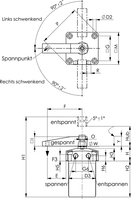 6829KL-50 Schwenkspanner, pneumatisch, Flanschversion