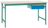 Manuflex BB5251.0001 Komplett BASIS oldalsó asztal melamin tetején + egy fiókkal, Szélesség x magasság: 1500 x 800 x 780 mm Szürke, Zöld