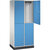 Armario guardarropa de acero de dos pisos INTRO, A x P 820 x 500 mm, 4 compartimentos, cuerpo gris luminoso, puertas en azul luminoso.