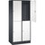 Armario guardarropa de acero de dos pisos INTRO, A x P 820 x 500 mm, 4 compartimentos, cuerpo gris negruzco, puertas en blanco puro.