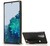 Szilikon telefonvédő (közepesen ütésálló, asztali tartó funkció, bőrhatású hátlap + kézpánt + vállpánt) FEKETE [Samsung Galaxy S21 ...