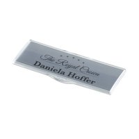 Pin Badge / Identification Badge / Name Badge "Podio Print slim" | silver coloured with combi-clip