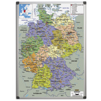 Bi-Office Magnetische Deutschlandkarte mit Aluminiumrahmen 120x90cm Vorderansicht
