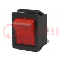 ROCKER; DPST; poz: 2; ON-OFF; 16A/250VAC; piros; neon; 250V; 1550