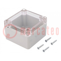 Enclosure: multipurpose; X: 80mm; Y: 82mm; Z: 55mm; ABS; grey; gasket