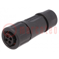 Connector: circular; plug; for cable; PIN: 4; female; w/o contacts