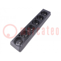 Connector: AC supply; female; splitter; 2P+PE; 250VAC; 16A; black