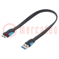 Cable; OTG,flat,USB 3.0; USB A plug,USB B micro plug; 2m; black