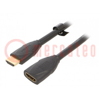 Cable; HDMI 2.0; HDMI socket,HDMI plug; PVC; 5m; black; 30AWG