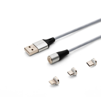 Savio CL-156 USB kábel 2 M USB 2.0 USB A USB C/Micro-USB B/Lightning Ezüst