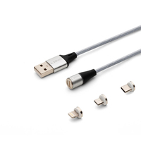 Savio CL-156 USB kábel USB 2.0 2 M USB A USB C/Micro-USB B/Lightning Ezüst