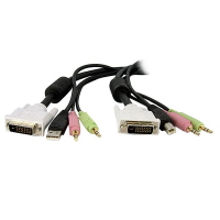 StarTech.com Cable de 4,5m para Switch Conmutador KVM 4en1 DVI-D Dual Link Doble Enlace USB con Audio Micrófono