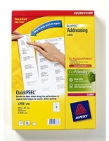 Avery QuickPEEL Addressing Labels etiket Wit 2500 stuk(s)