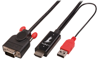 Lindy 41457 video kabel adapter 3 m HDMI + USB VGA (D-Sub) Zwart, Rood