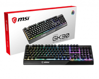 MSI VIGOR GK30 RGB MEMchanical Gaming Keyboard ' DE Layout, MECH. Membrane switches, 6-Zone RGB Lighting, RGB Mystic Light, water repellent keyboard design'