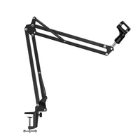 Varr Gaming Stand for Microphones, Clamp fitting (max 6cm), Two Flexible Arms (35cm each) for versatile positioning, Flexible and shock resistent spring, Sponges included to pro...